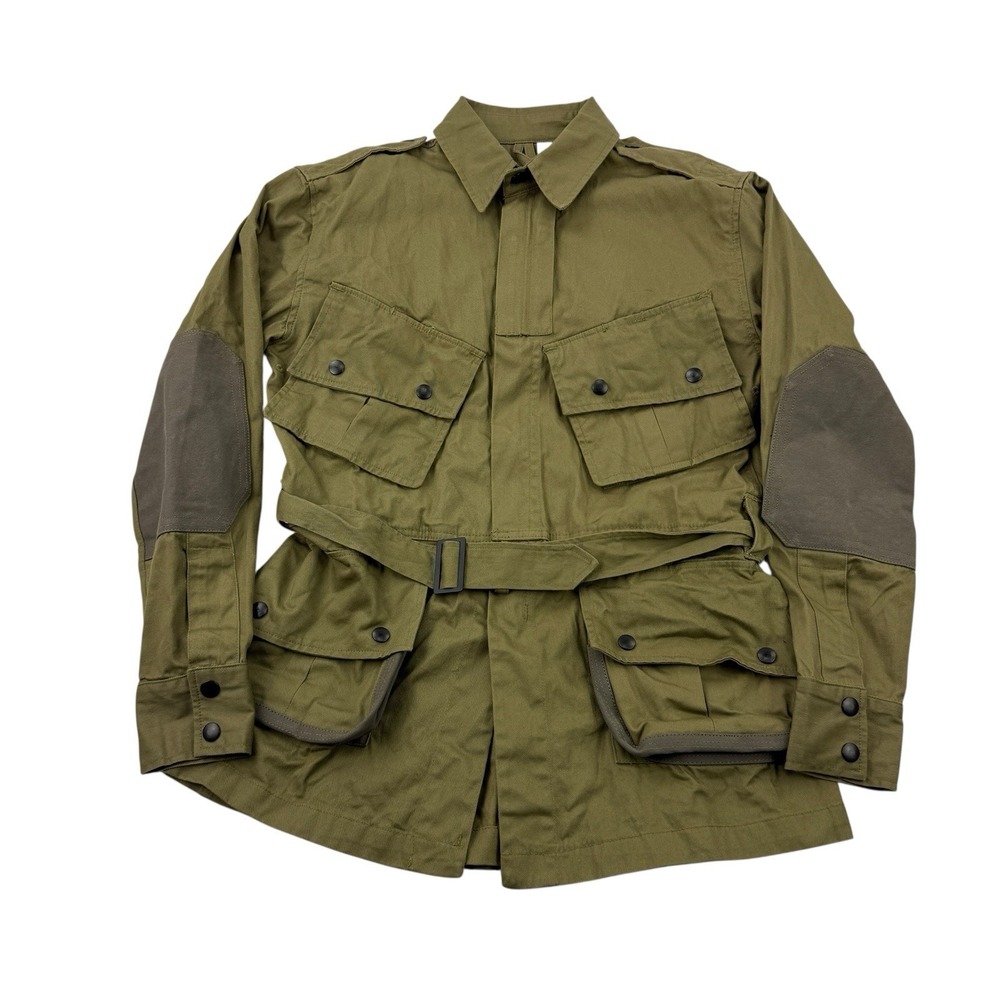 JQMD Green Vintage Military Jacket Men's Size 40R‎ Full Zip Snap Cotton